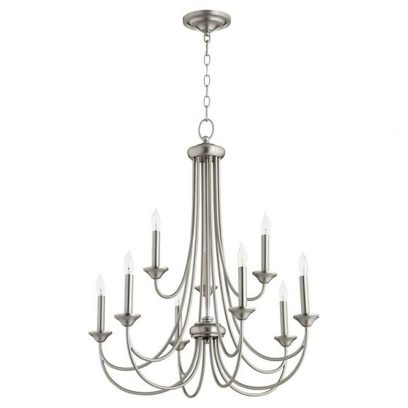 The Holloway Road Nine Light 2-Tier Chandelier-Satin Nickel Finish Bailey Street Home 183-Bel-3400415