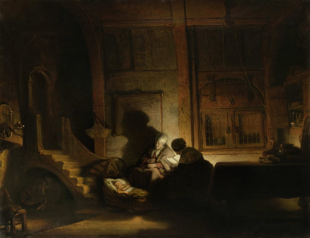 The Holy Family At Night Canvas Art - (24 x 18)
