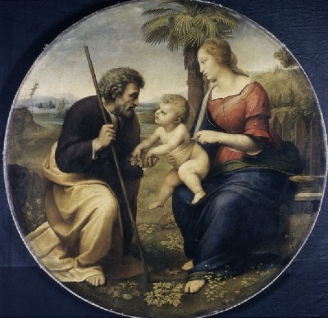 The Holy Family Raphael (1483-1520Italian) Oil on Wood Panel Canvas Art - Raphael (24 x 36)