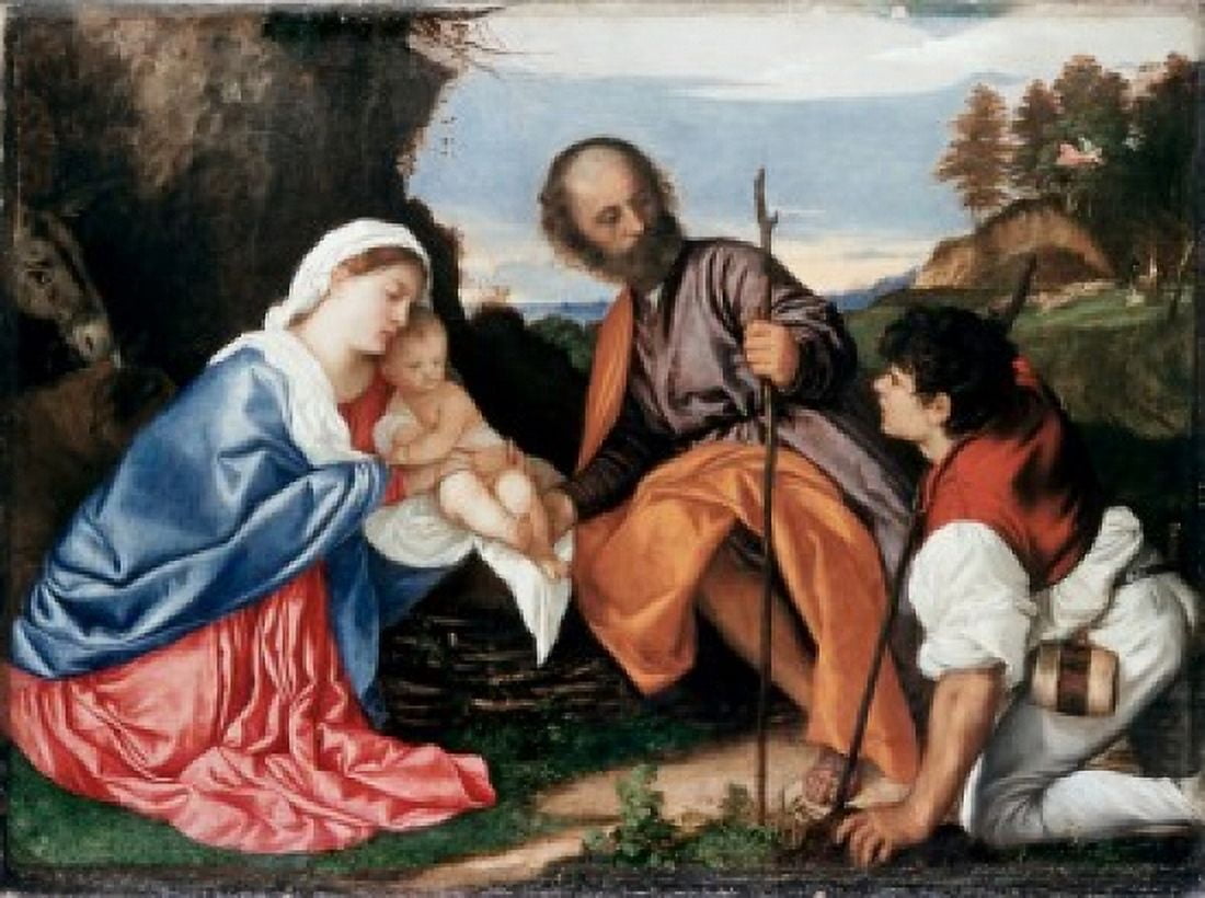 The Holy Family Titian (ca1485-1576 Italian) Canvas Art - Titian (18 x 24)