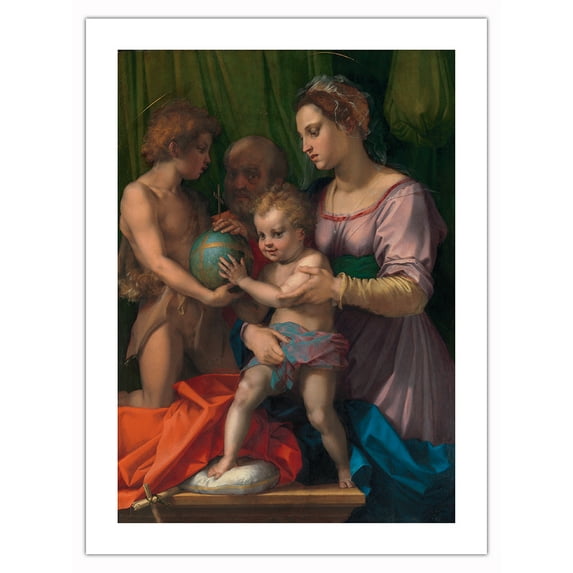The Holy Family with the Young Saint John the Baptist - Vintage Religious Art by Andrea del Sarto c.1528 - Bamboo Fine Art 290gsm Paper Print (Unframed) 18x24in