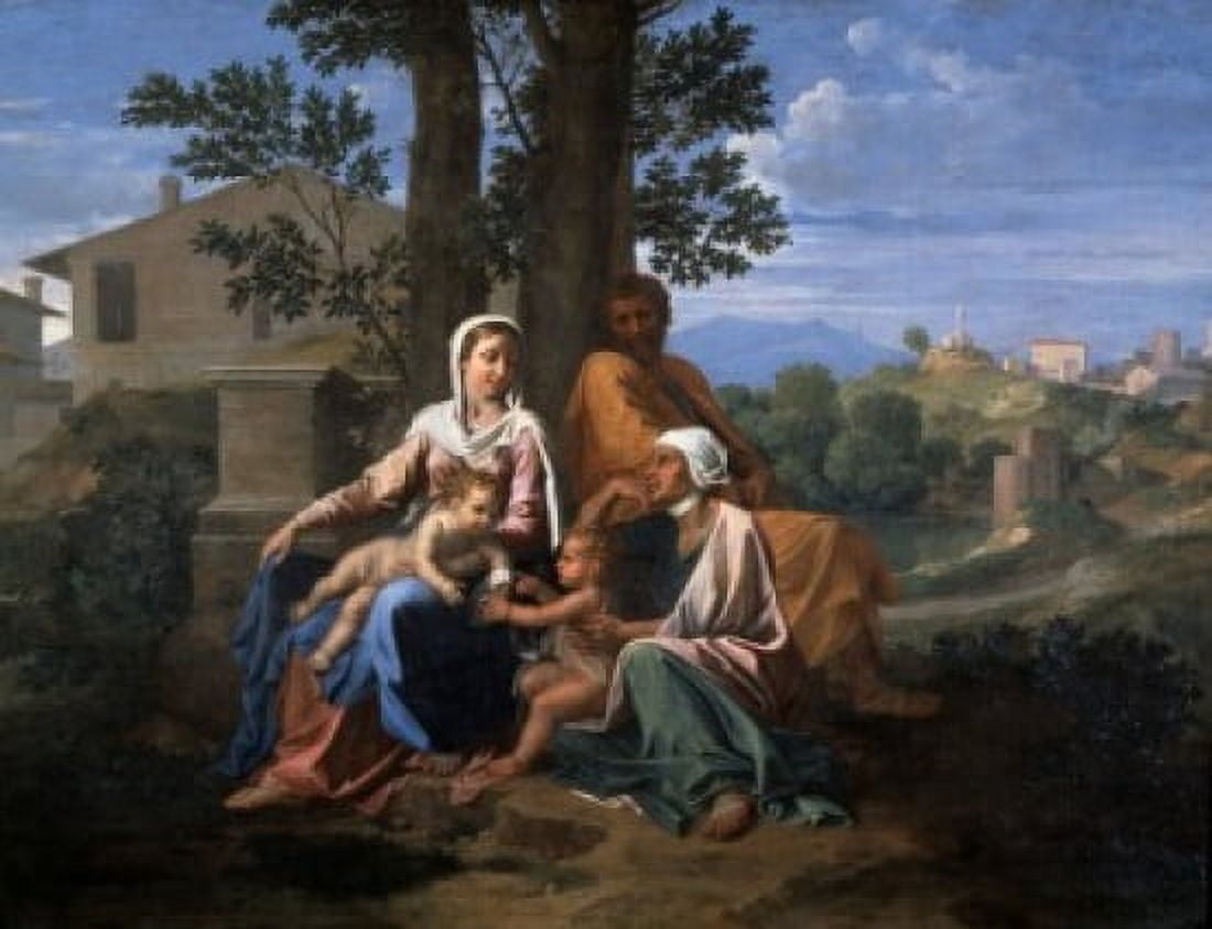 The Holy Family in a Landscape 17th C Nicolas Poussin (1594-1665French) Musee Du Louvre Paris Canvas Art - Nicolas Poussin (18 x 24)