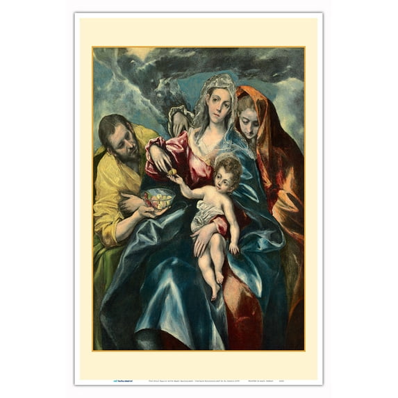 The Holy Family with Mary Magdalene - Vintage Religious Art by El Greco c.1595 - Master Art Print (Unframed) 12in x 18in