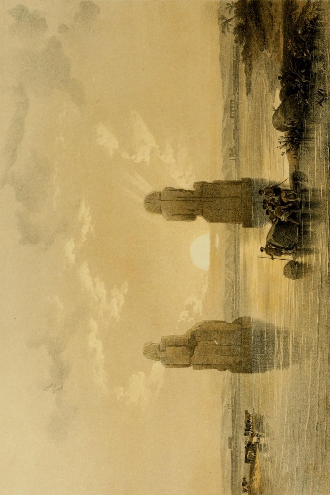 The Holy Land 1855 Colossal statues in the plain of Thebes Canvas Art - David Roberts (18 x 24)
