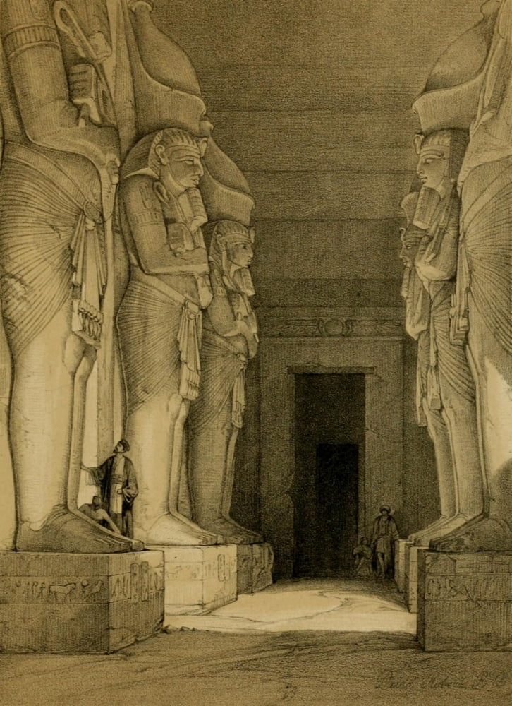 The Holy Land 1855 Excavated Temple of Gyrshe Nubia Canvas Art - David Roberts (18 x 24)