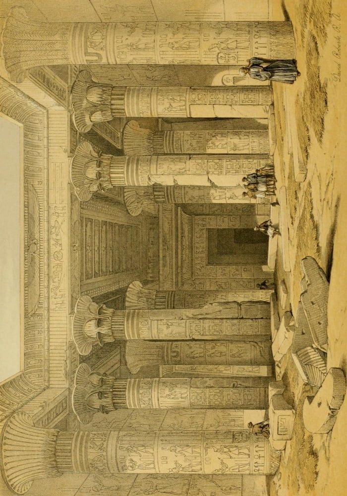 The Holy Land 1855 Grand portico of the Temple of Philae Canvas Art - David Roberts (18 x 24)