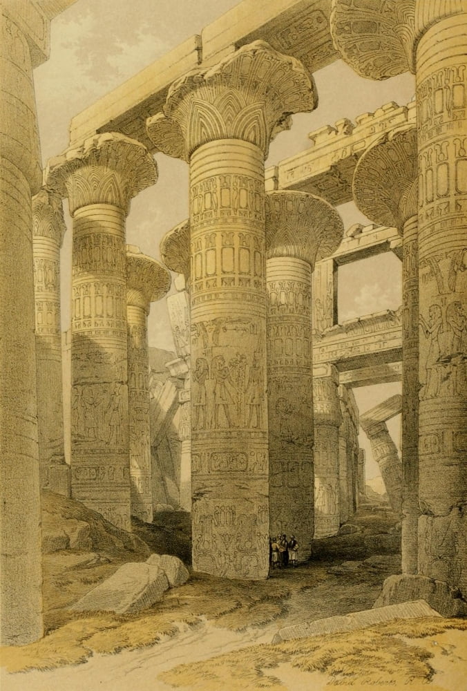 The Holy Land 1855 Hall of Columns Karnak Canvas Art - David Roberts (18 x 24)