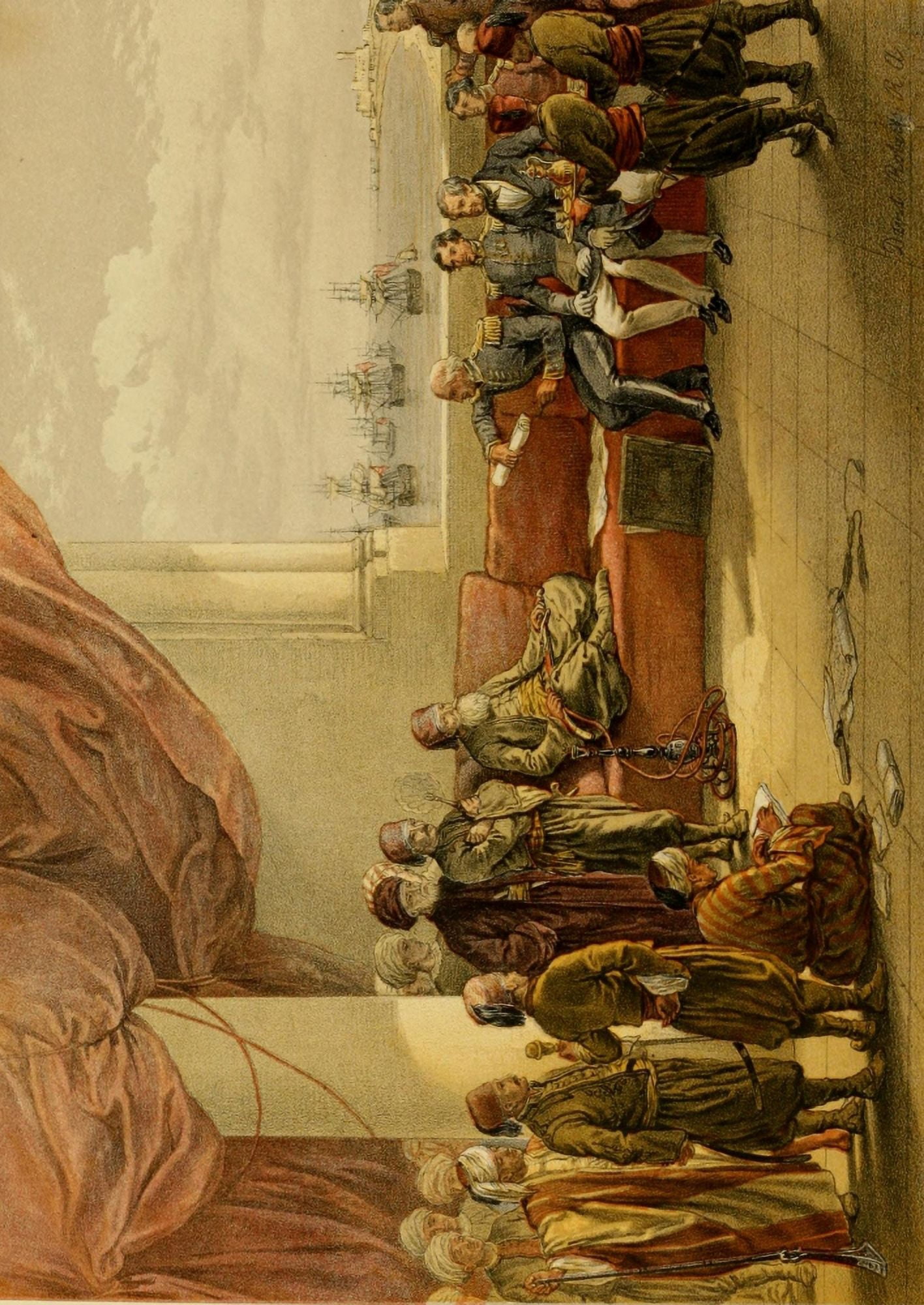 The Holy Land 1855 Interview with Mehemet at his palace in Alexandria Canvas Art - David Roberts (18 x 24)