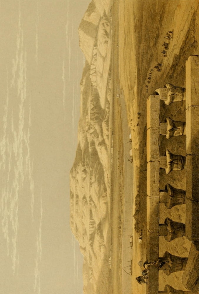 The Holy Land 1855 Libyan chain of mountains from the Temple at Luxor Canvas Art - David Roberts (18 x 24)