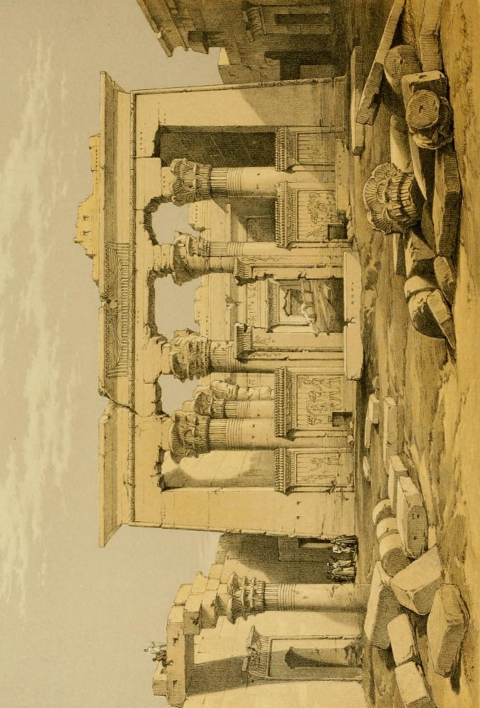 The Holy Land 1855 Portico of the Temple of Kalabshe Canvas Art - David Roberts (18 x 24)