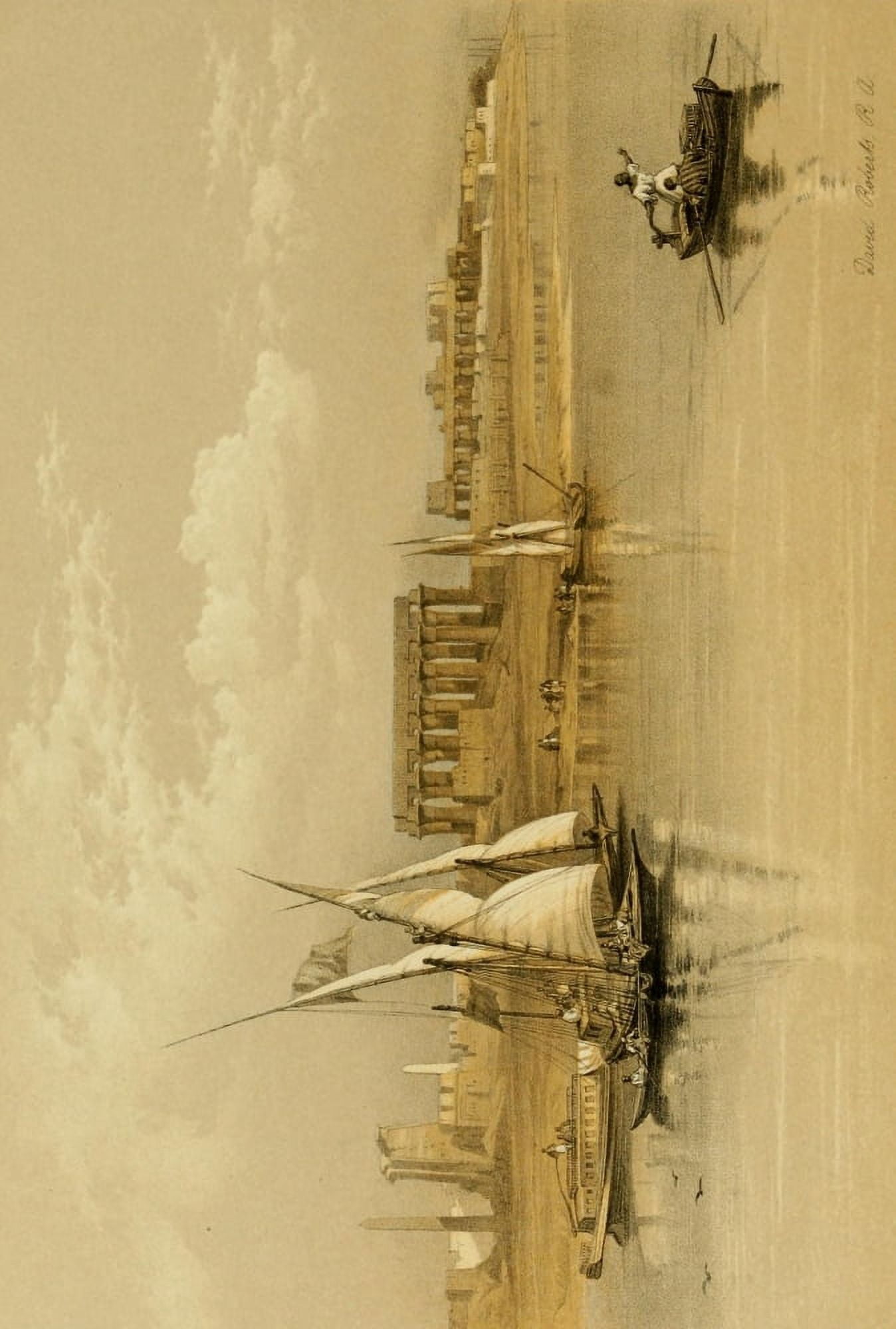 The Holy Land 1855 Ruins of Luxor from the Nile Canvas Art - David Roberts (18 x 24)
