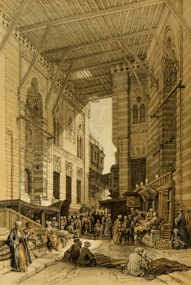 The Holy Land 1855 The silk-mercers bazaar Cairo Canvas Art - David Roberts (18 x 24)