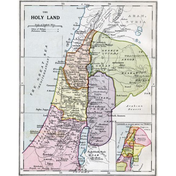 The Holy Land In Biblical Times. From Bacons Excelsior Atlas Of The World Published Circa 1930. Poster Print