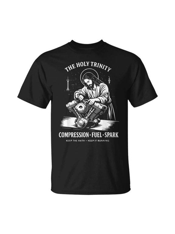 The Holy Trinity Compression Fuel Spark Keep Faith Running TShirt