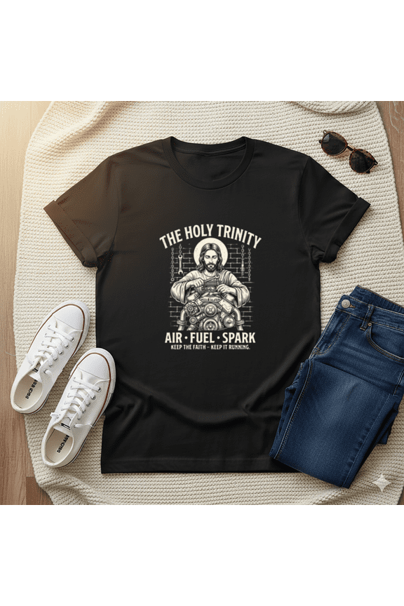 The Holy Trinity Jesus Mechanic Air Fuel Spark T-Shirt, for men & women, S-5XL