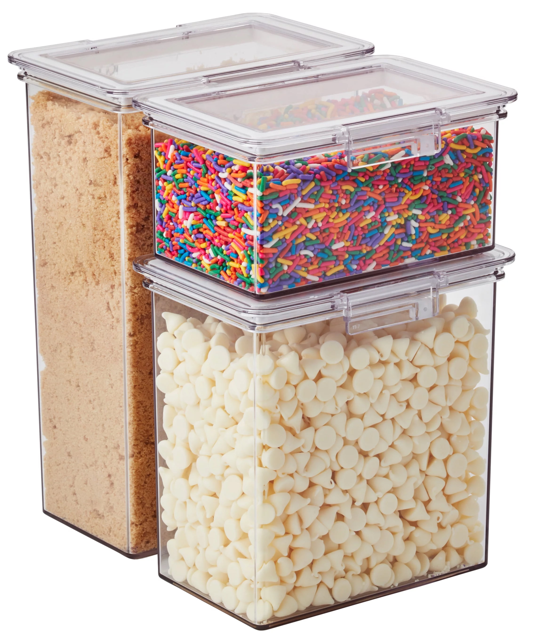Acrylic Storage Container Set: 3 Piece Sugar Flour Container and Pasta  Container