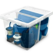 The Home Edit, 70 Quart Clear Storage Bin, Latched Storage Container with Divider