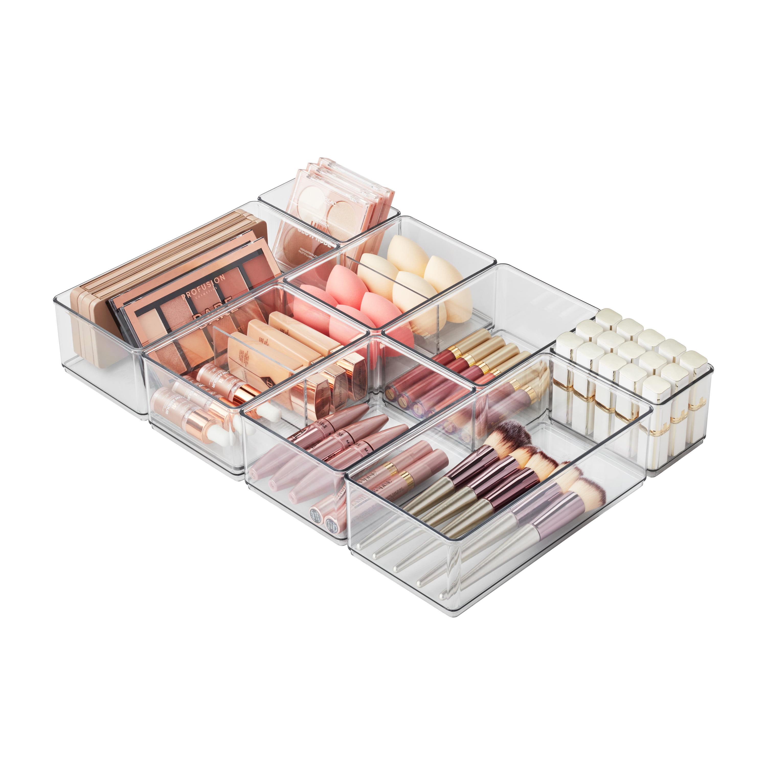 Vtopmart 4 Pack Stackable Makeup Organizer Storage Drawers, 6.6'' Tall Clear
