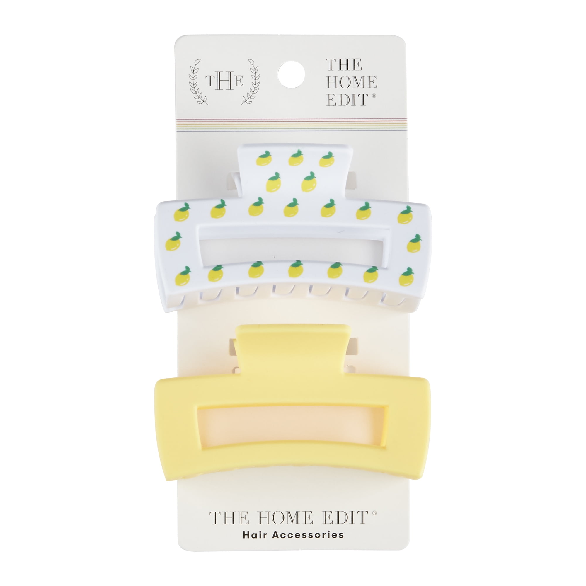The Home Edit Claw Clips, Yellow and Lemon Print, 2 Ct