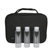 The Home Edit Expandable Hanging Toiletry Bag with 3 Toiletry Bottles, Black