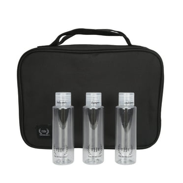 The Home Edit Expandable Hanging Toiletry Bag with 3 Toiletry Bottles, Black