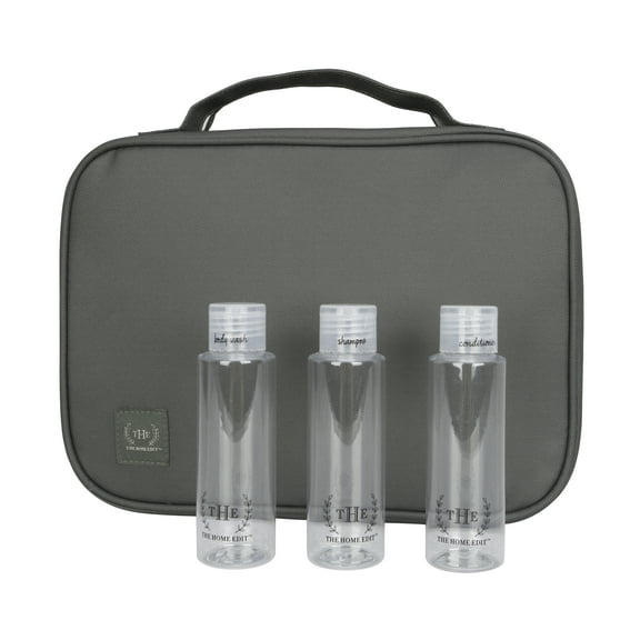 The Home Edit Expandable Hanging Toiletry Bag with 3 Toiletry Bottles, Green