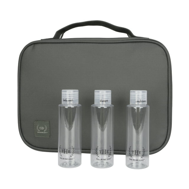 The Home Edit Expandable Hanging Toiletry Bag with 3 Toiletry Bottles