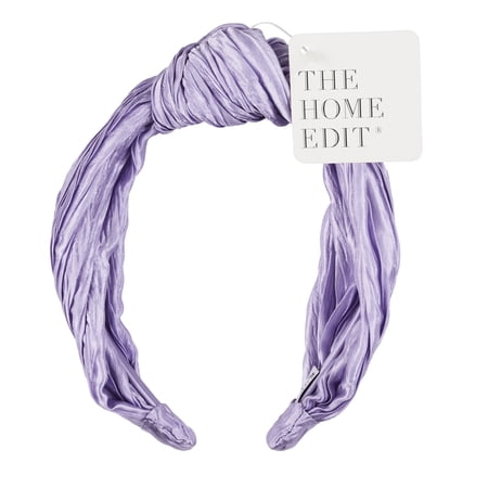 The Home Edit Knotted Pleated Satin Headband, Purple