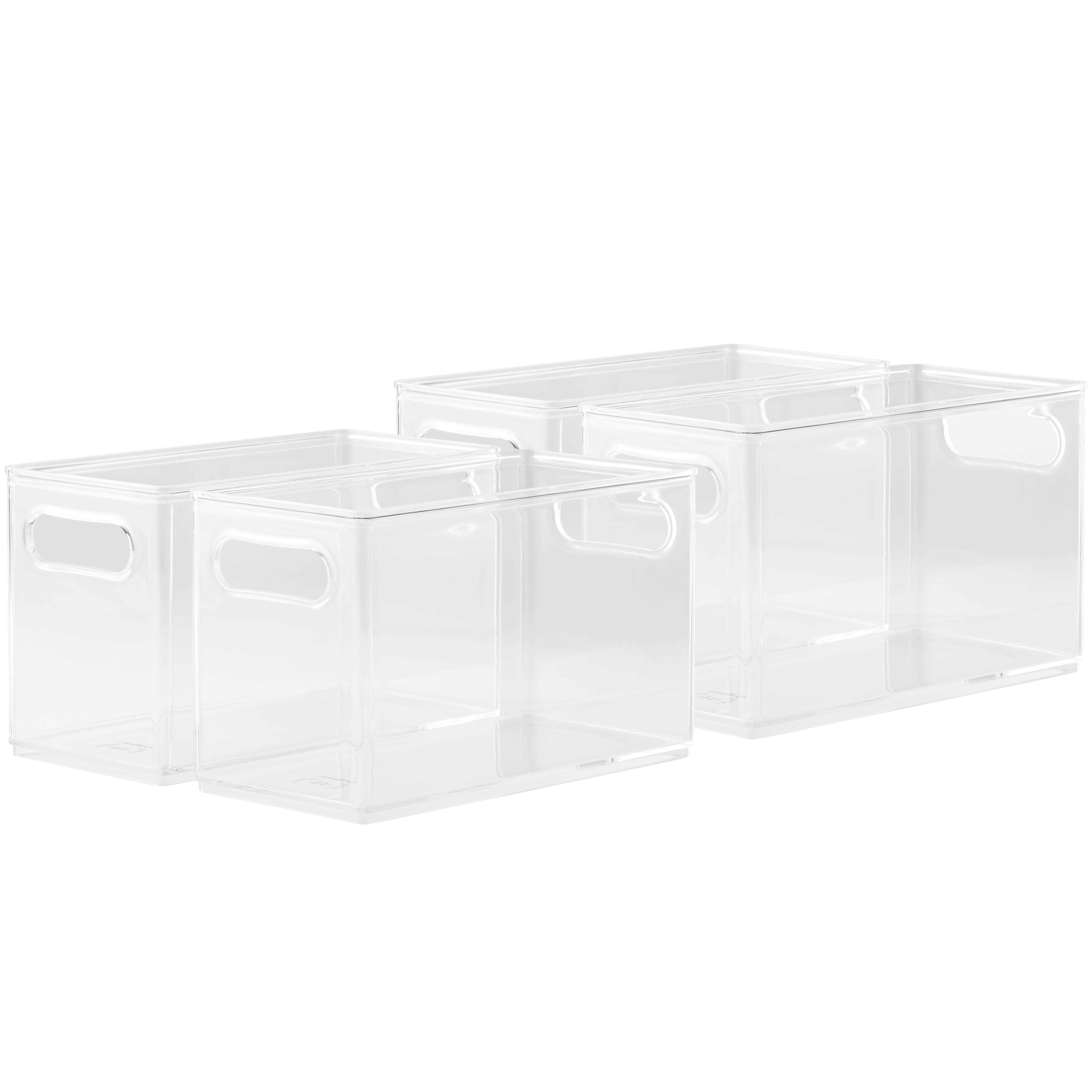 The Home Edit Narrow Bins, 10" x 5" x 6" Clear Plastic Modular Storage System, 4 Pack