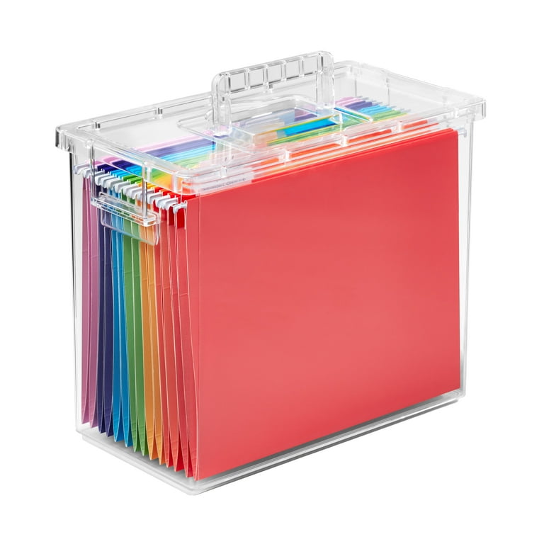 The Home Edit Office File Box with Top Handle, Clear Plastic, 13.3 x 7 x  11 