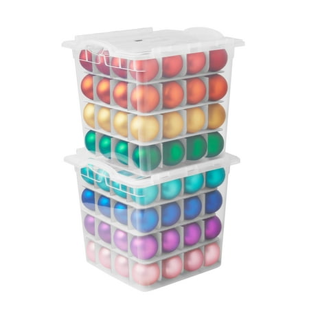The Home Edit Ornament Organizer with Hinged Lid, Clear, 2 Pack