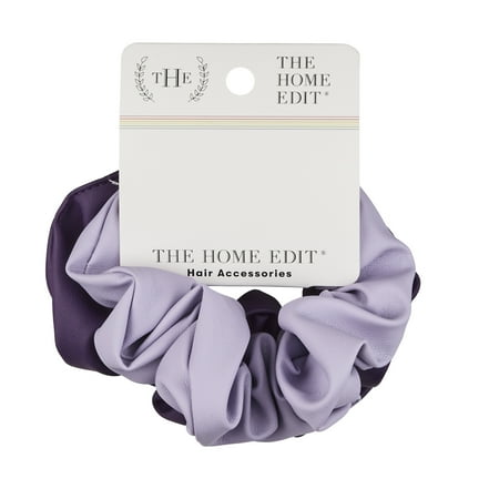 The Home Edit Scrunchie Hair Ties, Faux Leather Light and Dark Purple, 2 Ct