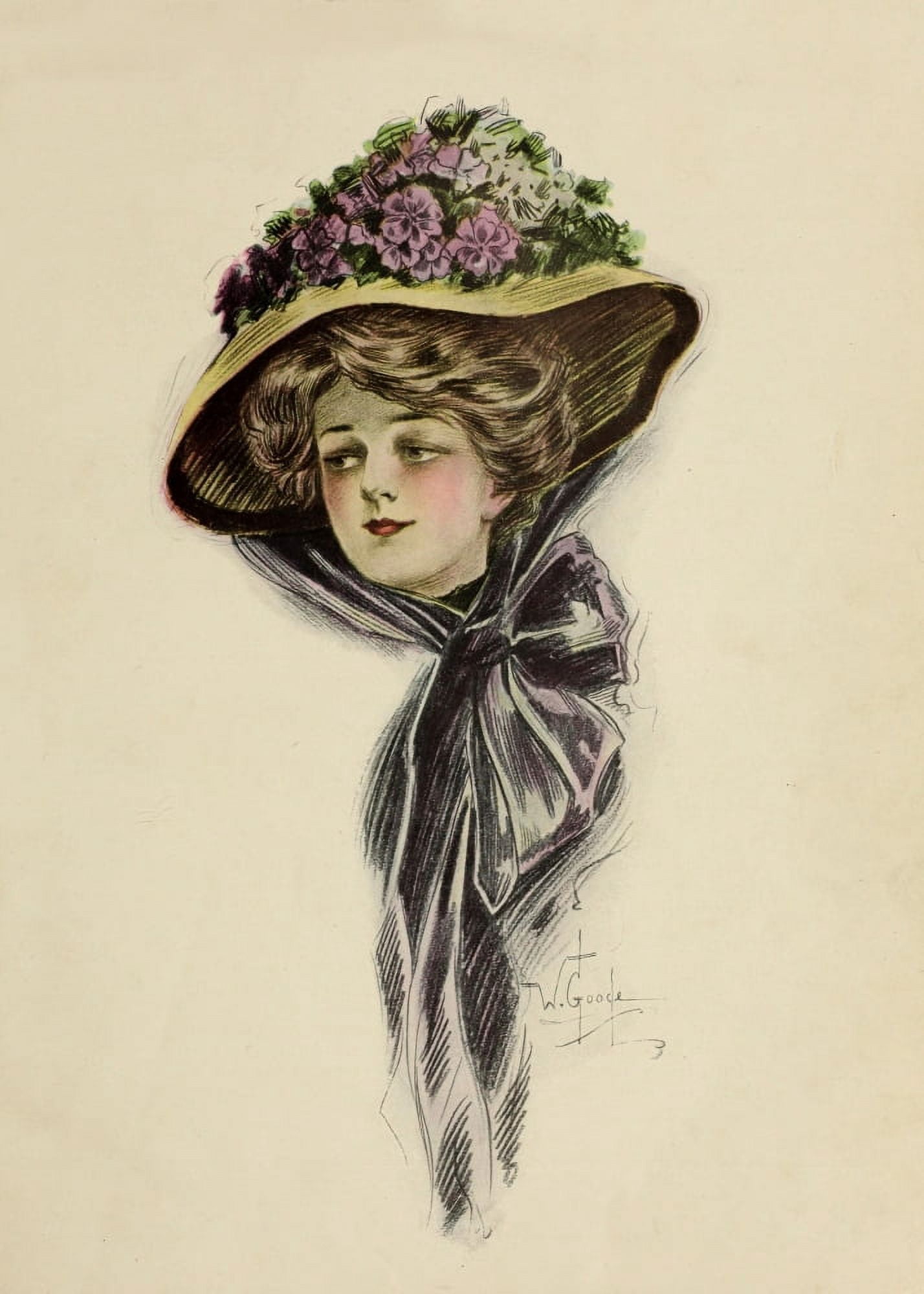 The Home Journal 1909 Woman with hat cover Canvas Art - W Goode (18 x 24)