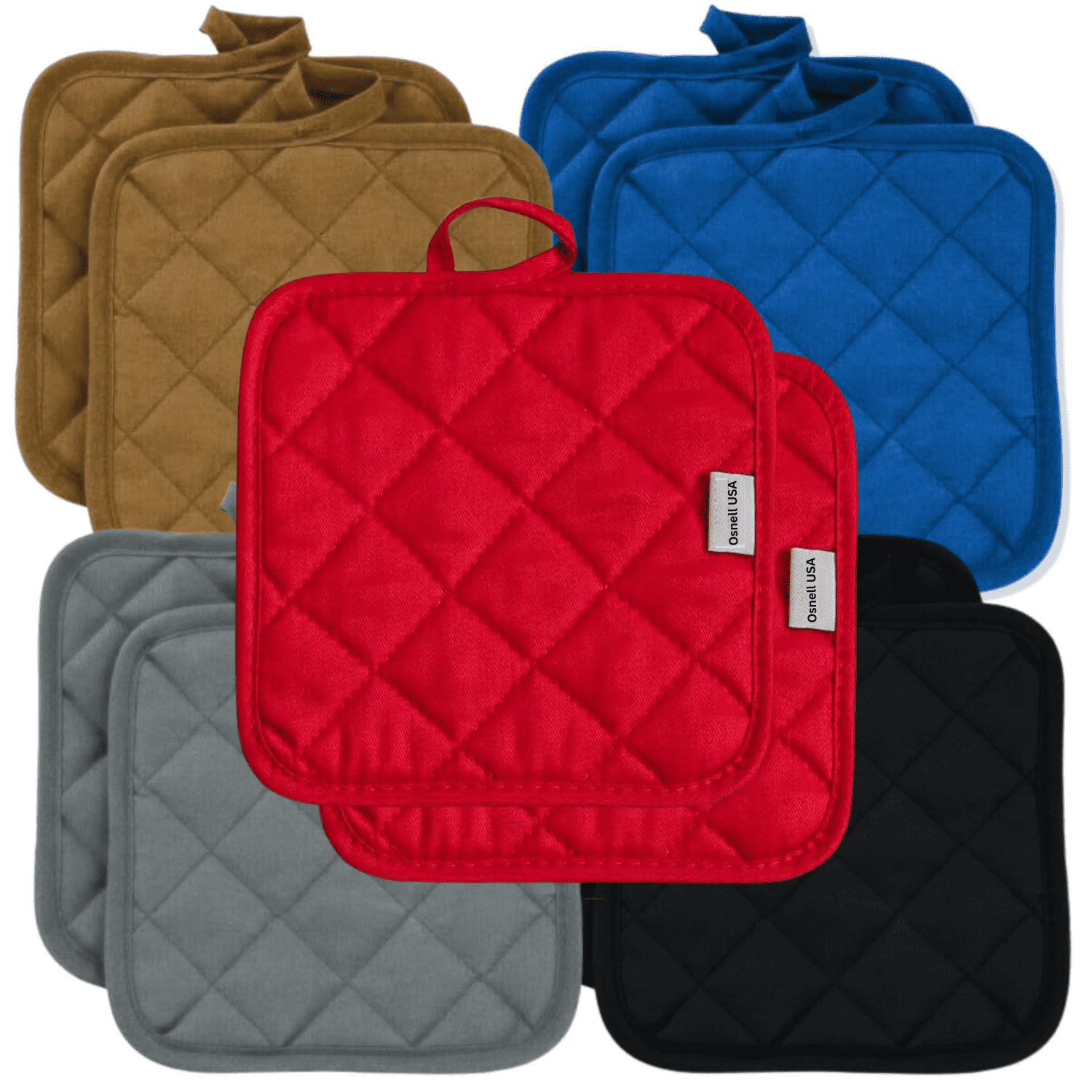 The Home Store Cotton Pot Holders, 5 (FIVE) Sets of 2ct. Color Variety