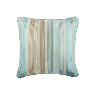 The HomeCentric Aqua Throw Pillow Cover, Pack of 2, 18x18 inch (45x45 cm) Silk Jacquard Pillowcase, Square Striped Pillowcase Sofa, Couch, Bed, Blue Pillow Cover Easter - Aqua Martini