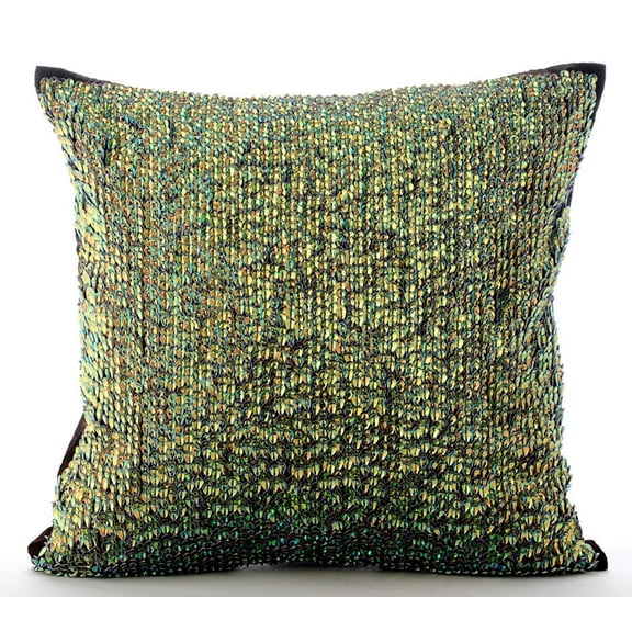 The HomeCentric Brown Shams, Rainbow Sparkly Sequins Solid Color Pillow Shams, Pack of 2, 24x24 inch (60x60 cm) Pillow Shams, Square Silk Pillow Shams, Solid Pillow Shams, Abstract Easter - Supernova