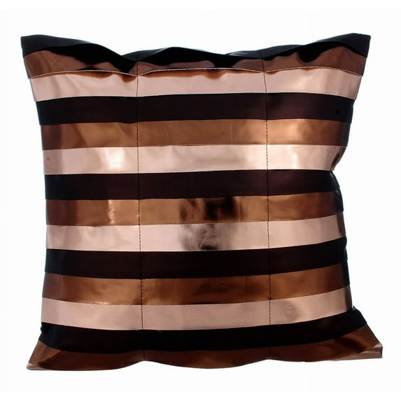 The HomeCentric Copper Throw Pillows Cover Metallic Faux Leather Sparkly Faux Leather Stripes Throw Pillows Cover Pack of 2 20x20 inch (50x50 cm) Pillows Cover Striped Pillow Cover- Omg Its Copper
