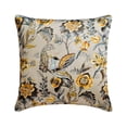 thumbnail image 1 of The HomeCentric Cushion Cover Custom, Grey & Yellow Pack of 2, 24x24 inch (60x60 cm) Accent Cushion Covers, Satin Peacock Throw Pillows For Sofa, Floral Pattern Art Deco Style Easter - Peacock Beau, 1 of 3