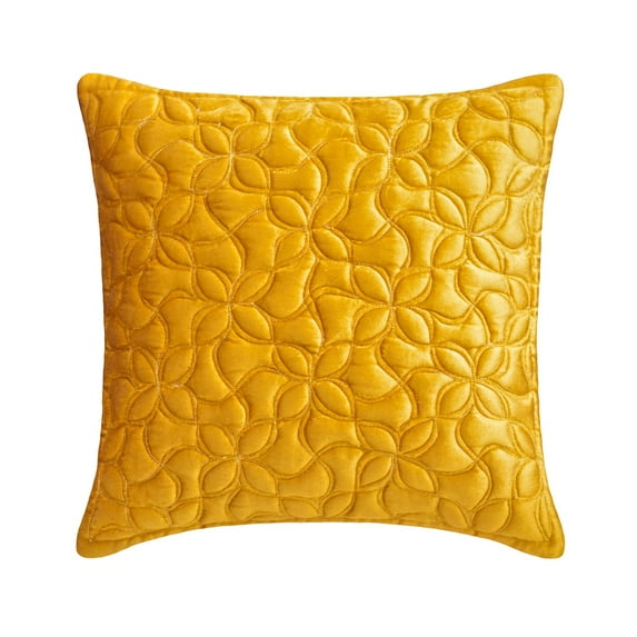 The HomeCentric Cushion Cover For Sofa, Golden Yellow Pack of 2, 18"x18" (45x45 cm) Throw Pillow Covers, Velvet & Quilted Throw Pillows For Sofa, Nature & Floral Contemporary Style - Honey Bloom