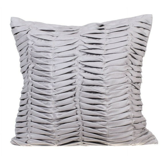 The HomeCentric Cushion Cover For Sofa, Gray Euro Pillowcases Pack of 2, 26x26 inch (65x65 cm) Suede European Pillow Covers, Solid Color, Pintucks, Textured, Striped, European Easter - Grey Wind Folds