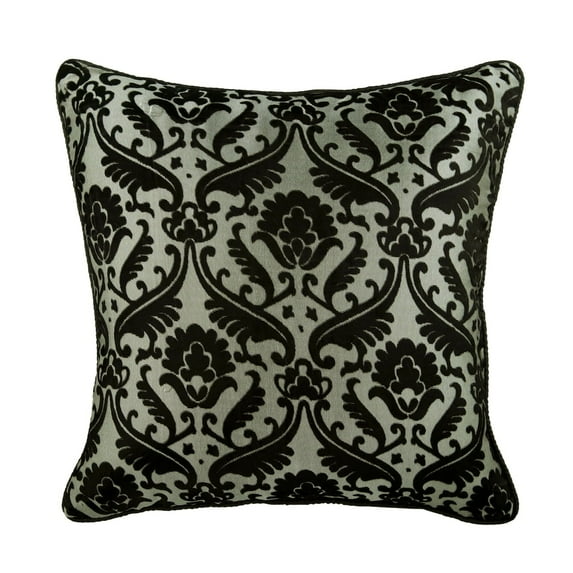 The HomeCentric Cushion Cover For Sofa Pillow Cover Pack of 2 14x14 inch (35x35 cm) Burnout Velvet Pillowcase Square Black & Grey Throw Pillows Cover Couch Cushion Cover Damask Easter-Victorian Black