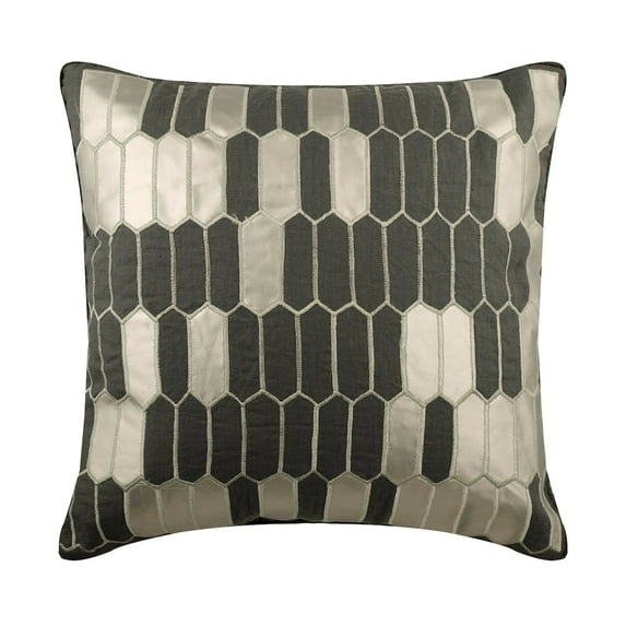 The HomeCentric Cushion Cover, Grey Pack of 2, 20x20 inch (50x50 cm) Cushion Cover, Linen Applique Throw Pillow Cover For Sofa, Geometric Pattern Modern Style Easter - GreyHeist