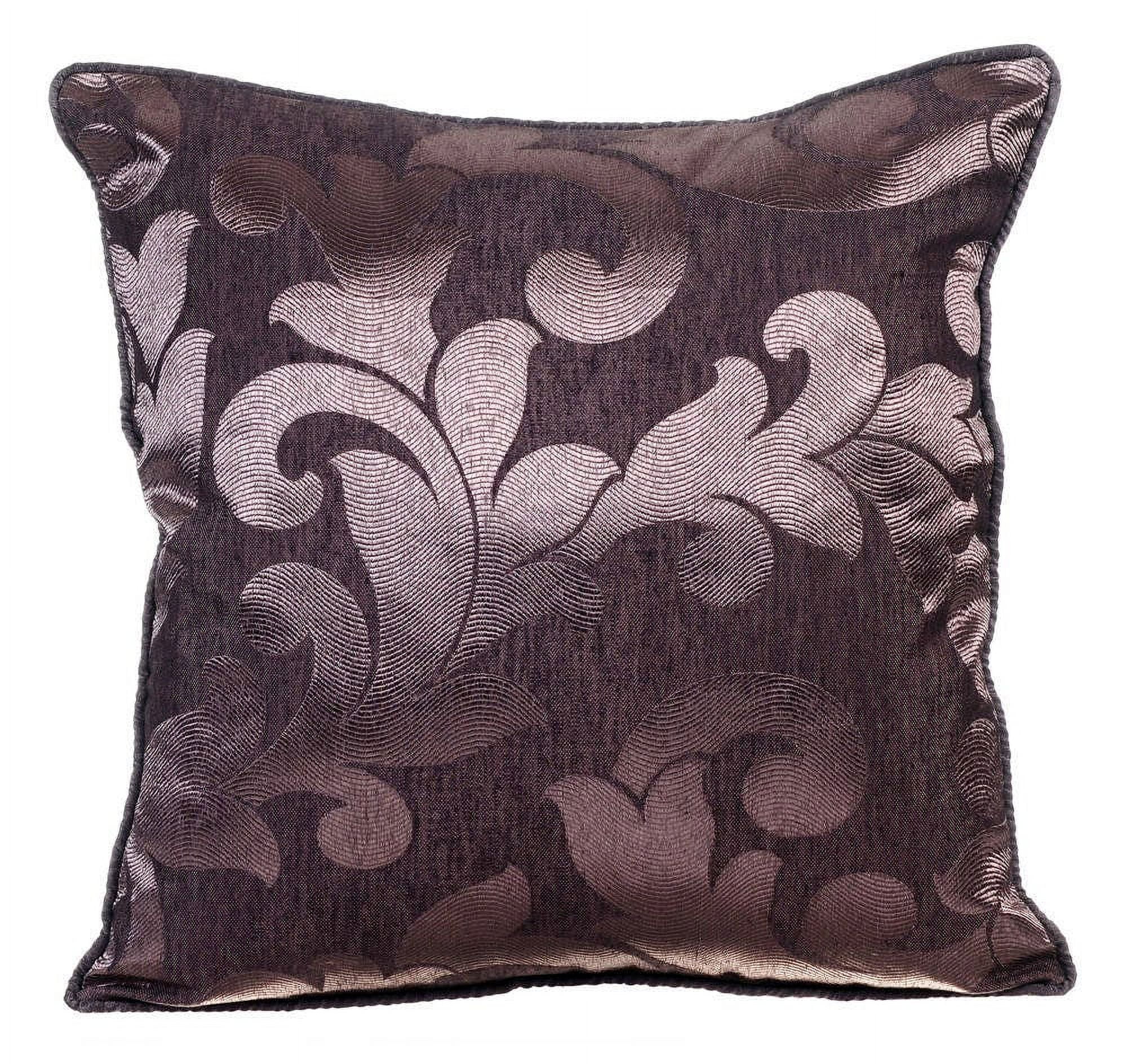 Federa Per Cuscino 55x55 Cm Argento Con Foglie - The HomeCentric - Art Silk Con Cerniera Nascosta - Contemporaneo