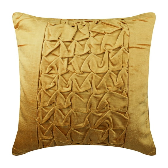 The HomeCentric Cushion Covers, Decorative Pillow Covers Pack of 2, 20x20 inch (50x50 cm) Gold, Velvet Throw Pillow Covers, Handmade Pillow Covers, Solid Color Pillow Covers, Decorative - Gold Knot