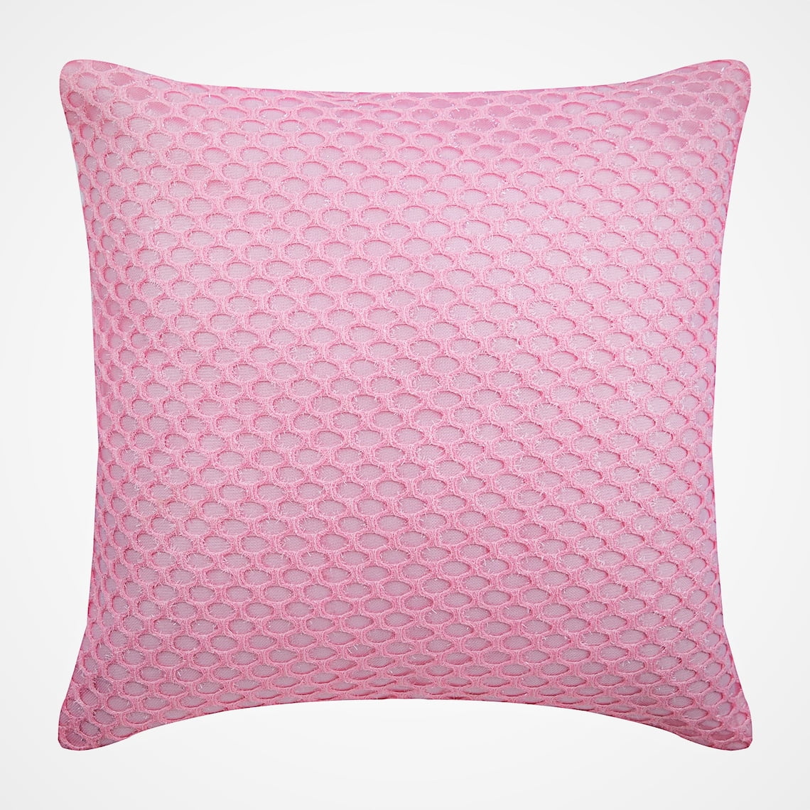 The HomeCentric Federa Cuscino Decorativa Rosa 40x40 Cm In Art Silk - Motivo Pink Sugar Scroll Con Paillettes E Cerniera Nascosta