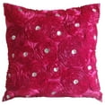 thumbnail image 1 of The HomeCentric Luxury Cushion Covers For Couch Fuchsia Pink Pillow CoverRibbon Fuchsia Rose Flower Floral Theme Pillow Cover Pack of 2 14x14 inch (35x35 cm) Pillow CoverSquare Silk - Fuchsia Power, 1 of 6
