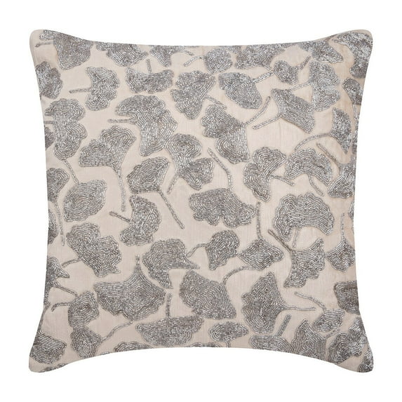 The HomeCentric Cushion Covers For Couch, Pillow Cover, Pack of 2, 22x22 inch (55x55 cm) Velvet Pillow Cover, Square Silver Flower Glitter Floral Theme Pillow Cover, Silver Pillow - Silver Tulips