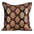 thumbnail image 1 of The HomeCentric Custom Pillow Case Brown Shams Damask Printed Velvet Pillow Shams Pack of 2 24x24 inch (60x60 cm) Pillow Sham Velvet Shams Floral Pillow Shams Victorian Style- Classic Gold Damask, 1 of 3