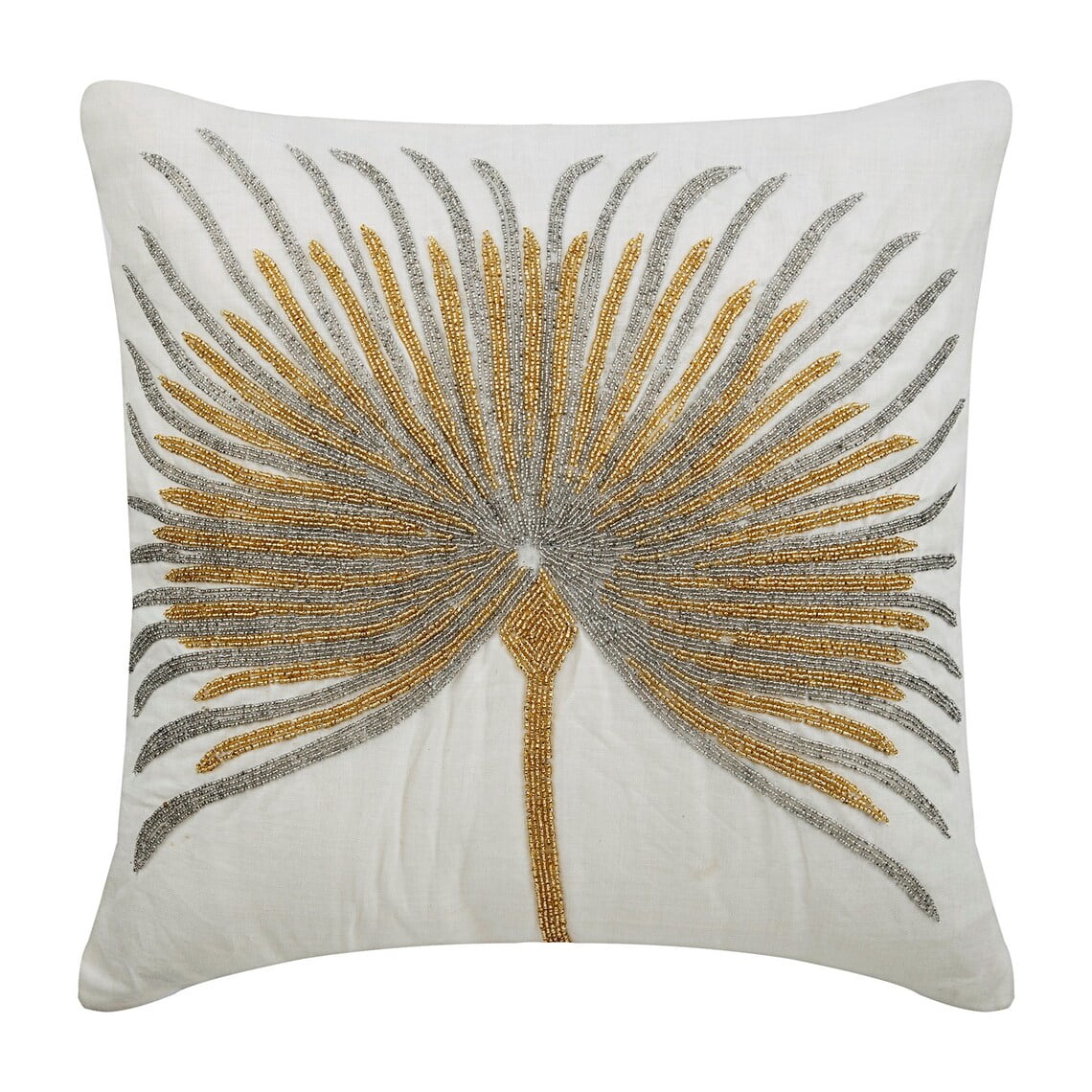 The HomeCentric Federa Per Cuscino Decorativa 35x35 Cm In Art Silk - Grigio Con Motivo Uccelli E Paillettes, Fodera Contemporanea