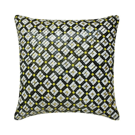 The HomeCentric Decorative Black 26"x26" (65x65 cm) Euro Shams, Silk Mosaic & Sequins Euro Shams For Couch, Geometric Pattern Modern Style - Montage